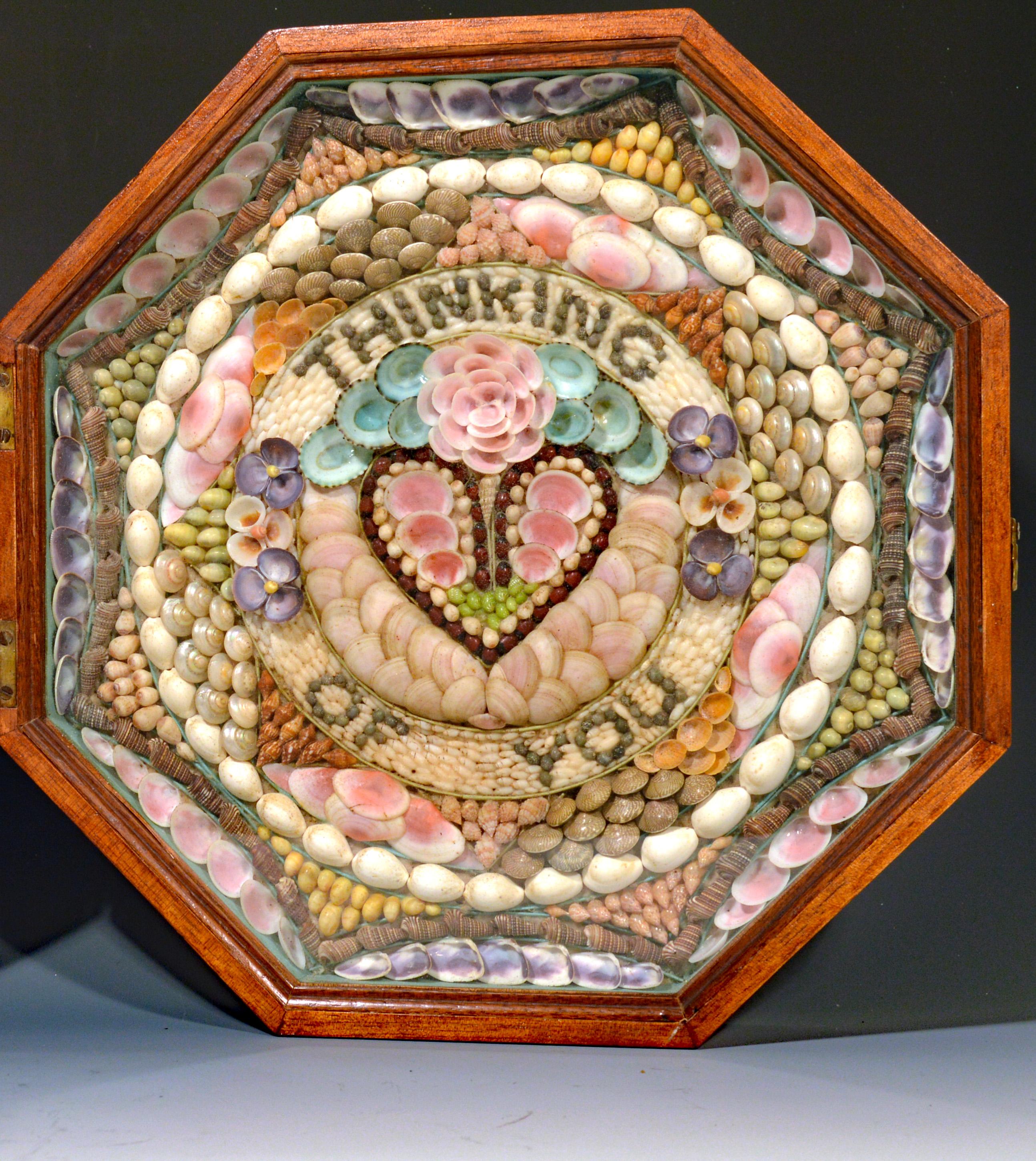 Late 19th Century Sailor's Double Large Valentine, with Motto- Thinking of You, Barbados