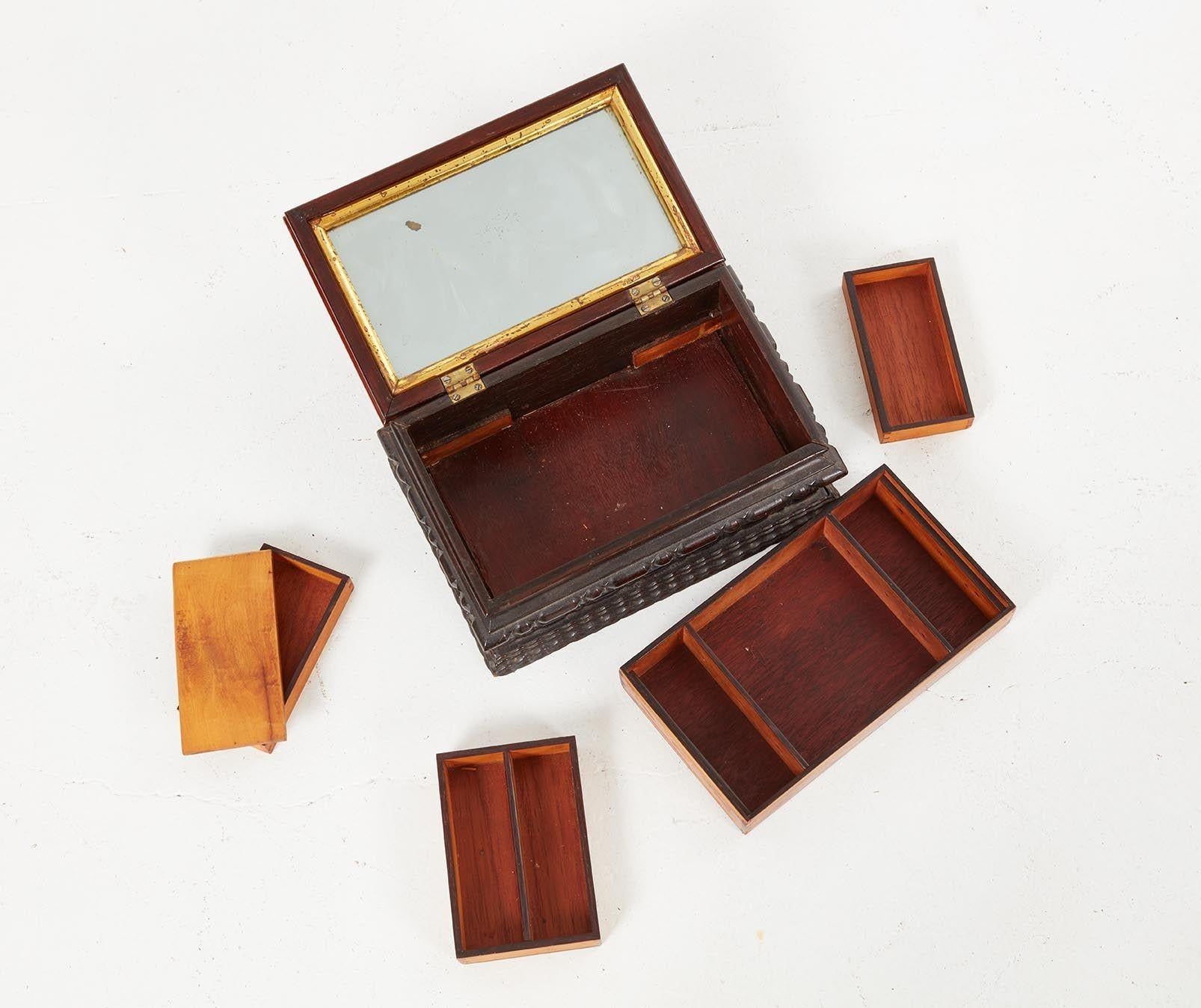 Mahogany Sailor's Inlaid Ditty Box For Sale