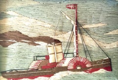 Sailor's Small Woolwork of a Paddle-Powered Tugboat
