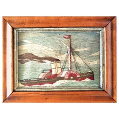 Sailor's Small Woolwork of a Paddle-Powered Tugboat
