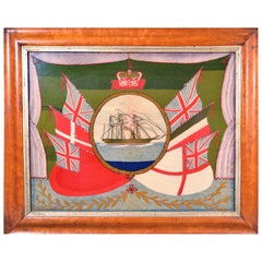 Antique Sailor's Woolwork Flag of Nations, circa 1875