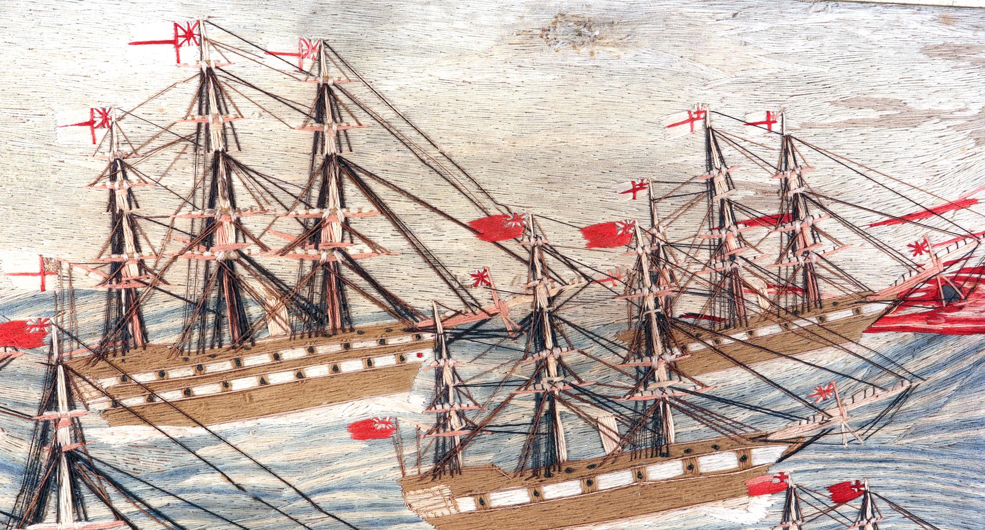 Sailor's Woolwork of a Fleet of Nine Royal Navy Ships, 1875 1