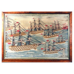 Sailor's Woolwork of a Fleet of Nine Royal Navy Ships, 1875