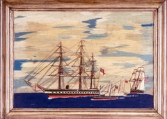 Sailor's Woolwork of Four Ships including an American Ship