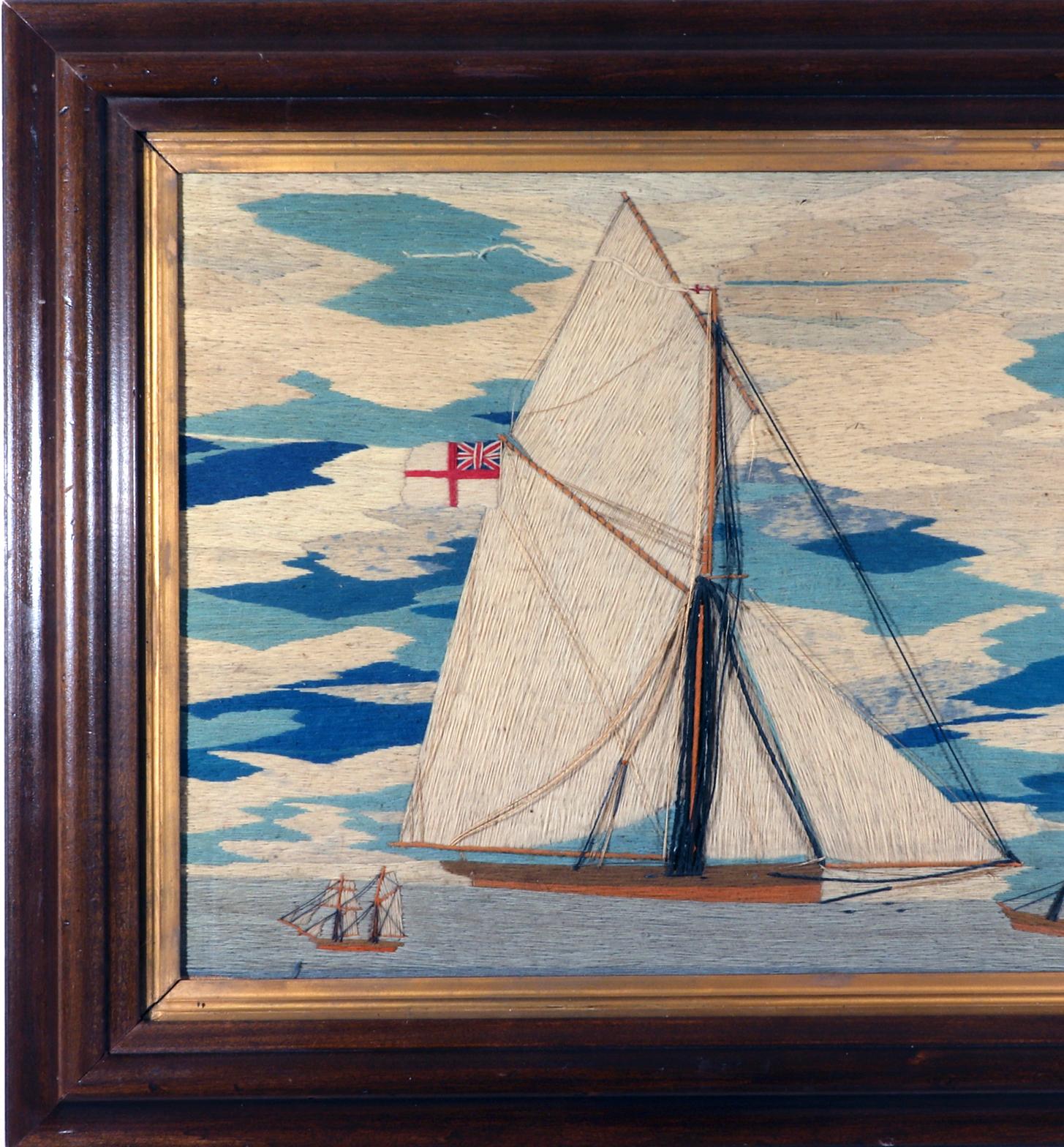 Sailor's Woolwork Woolie of Gaff-Rigged Sloop mit zwei anderen Schiffen aus Wolle (Englisch)