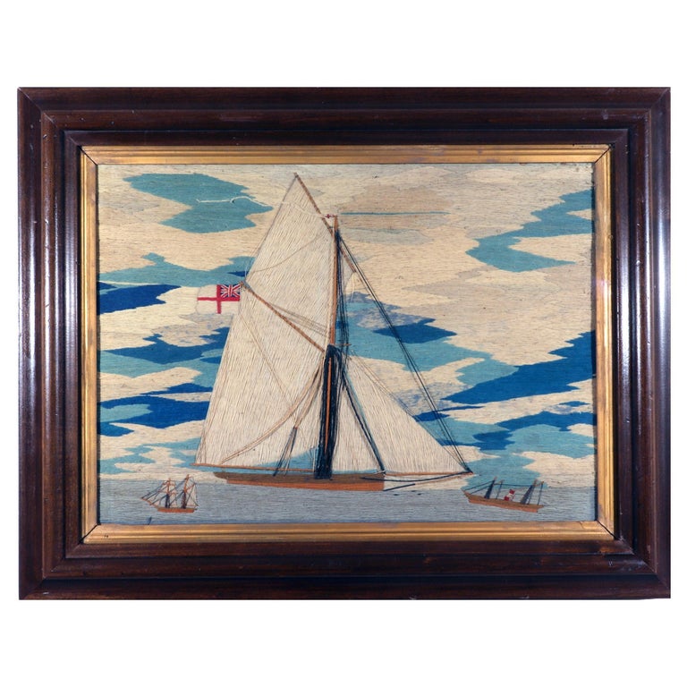 Sailor''s Woolwork of Gaff-Rigged Sloop with Two Other Ships For Sale ...