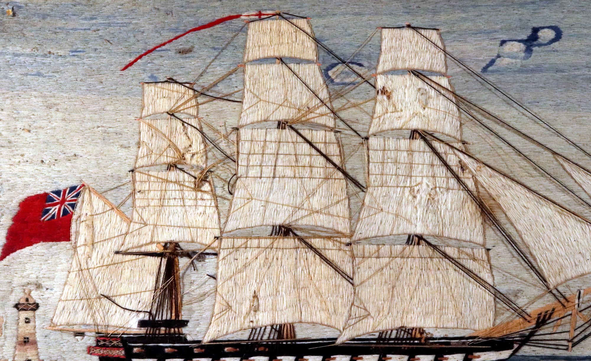 English Sailor's Woolwork of HMS Meeanee Outward Bound, Year 1862 For Sale
