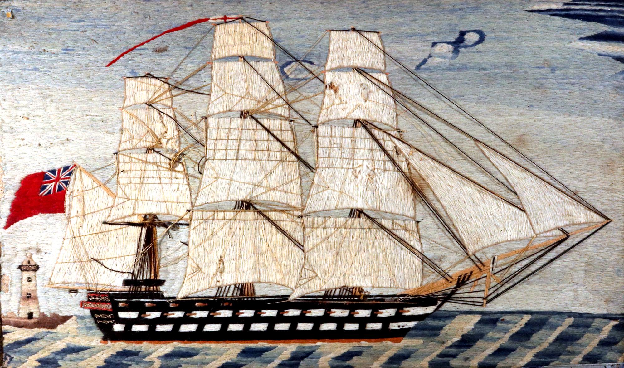 Sailor's Woolwork of HMS Meeanee, „Outward Bound“-Woll, Jahr 1862 im Zustand „Gut“ im Angebot in Downingtown, PA