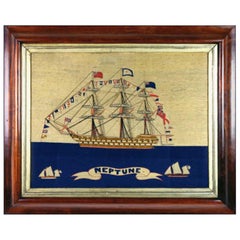 Sailor's Woolwork of HMS Neptune Fully Dressed with Sailors on the Yardarms