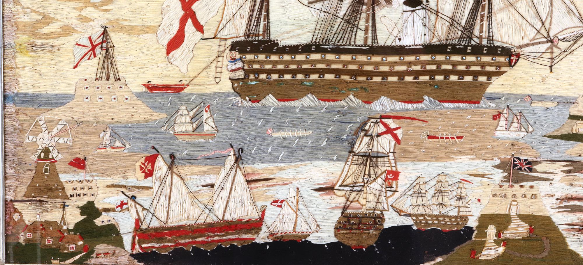 English Sailor's Woolwork of Large Proportions with Multiple Ships