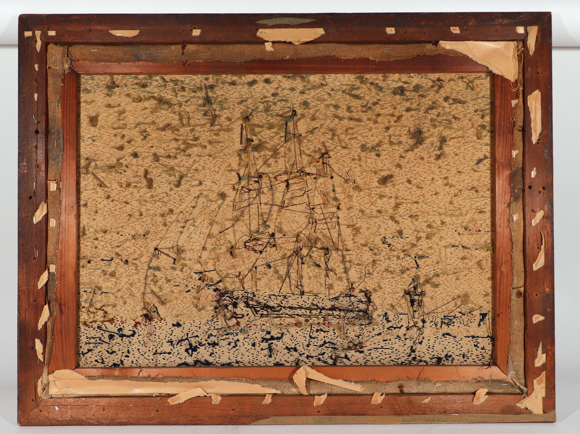 Sailor's Woolwork of Royal Navy Battleship Coming Into Port For Sale 4