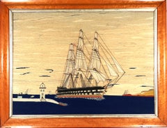 Sailor's Woolwork of Royal Navy Battleship Coming Into Port
