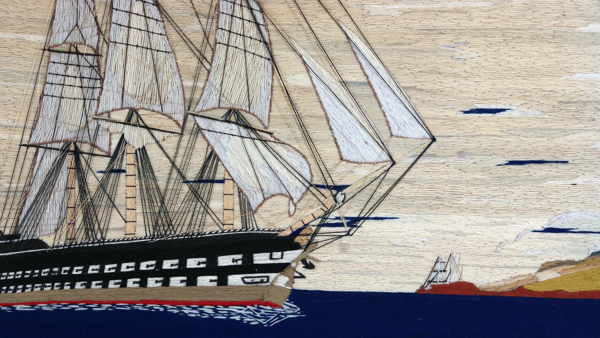 Milieu du XIXe siècle Laine de bataille de la Royal Navy acquérant à Port en vente