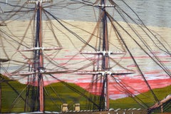 Sailor's Woolwork of Royal Navy Frigate Underway off Coast, circa 1870