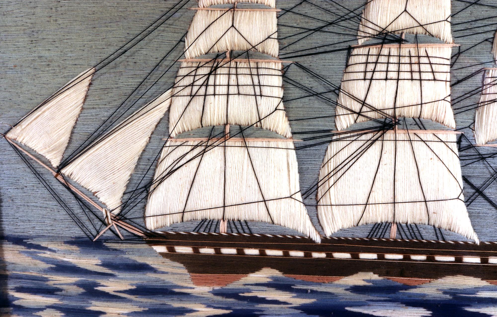 English Sailor's Woolwork of Royal Navy on Checkerboard Sea For Sale