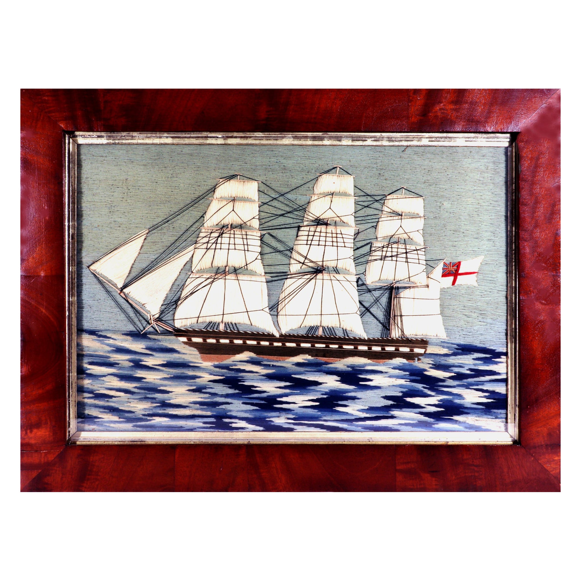 Sailor's Woolwork of Royal Navy on Checkerboard Sea