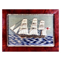Sailor's Woolwork of Royal Navy on Checkerboard Sea