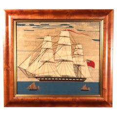 Seemannsgarn eines Schiffes der Royal Navy mit roter Fahne und zwei bermudischen Ketschen