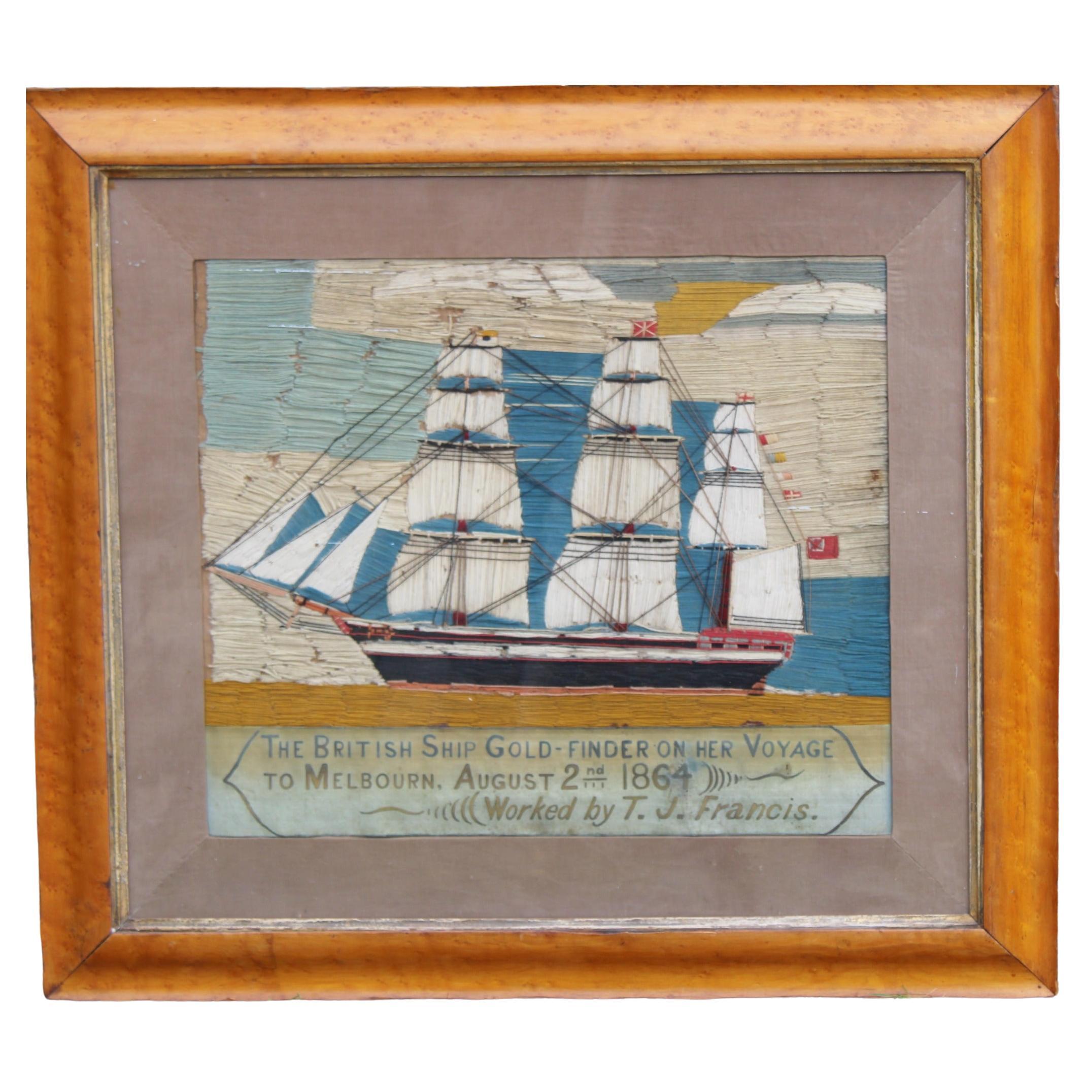 Sailor's Woolwork of The British Ship Gold Finder on her voyage to Australia For Sale