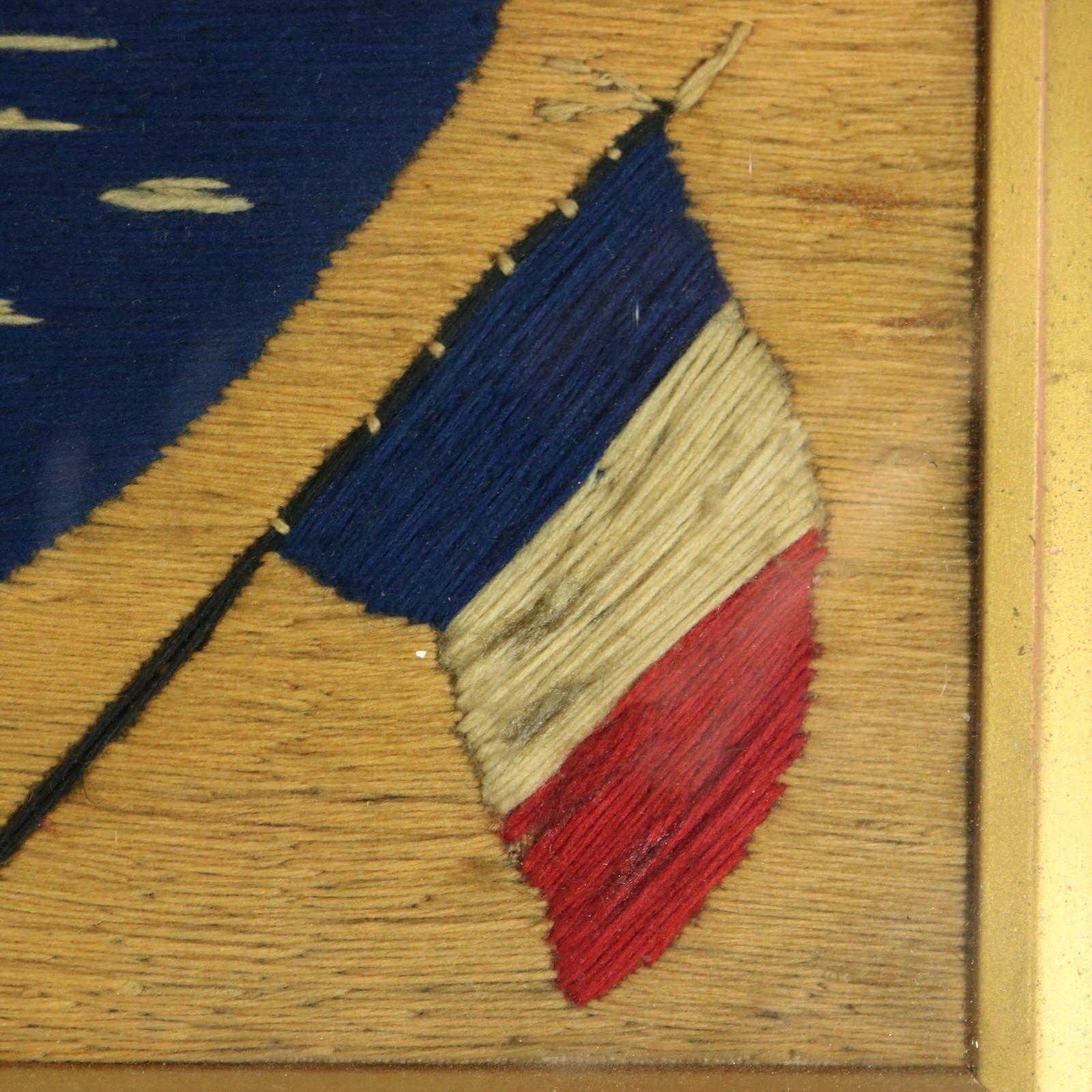 Sailor's Woolwork Picture of a Ship with American Flag For Sale 2