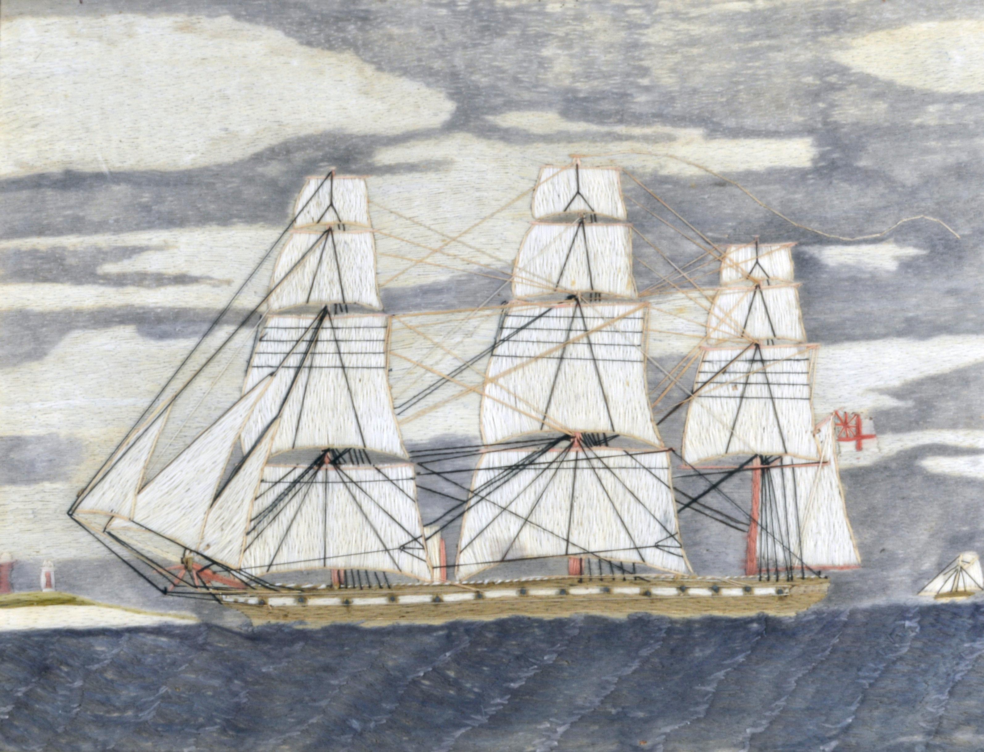 Victorian Sailor's Woolwork 'Woolie' of a Royal Navy Frigate