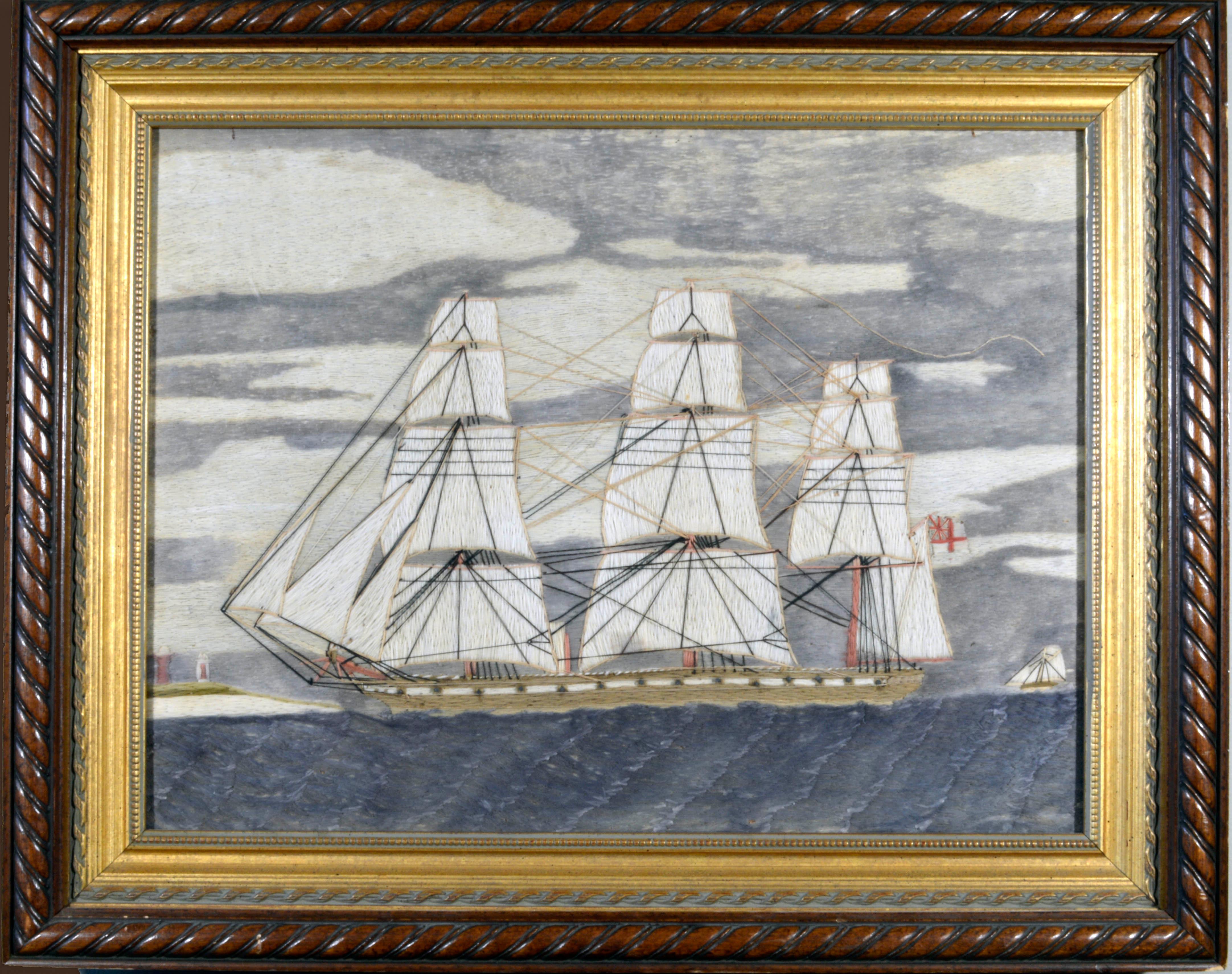 Sailor's Woolwork 'Woolie' of a Royal Navy Frigate In Good Condition In Downingtown, PA