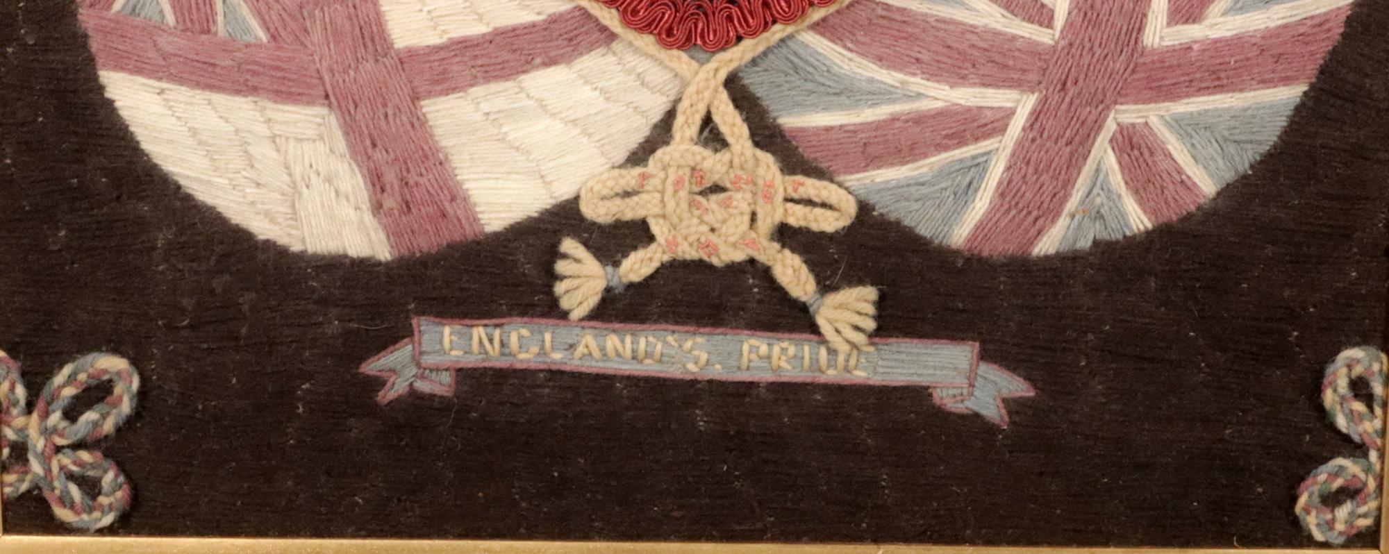 Sailor's Woolwork (Woolie) with Heart Valentine and Flag Surround In Good Condition For Sale In Downingtown, PA