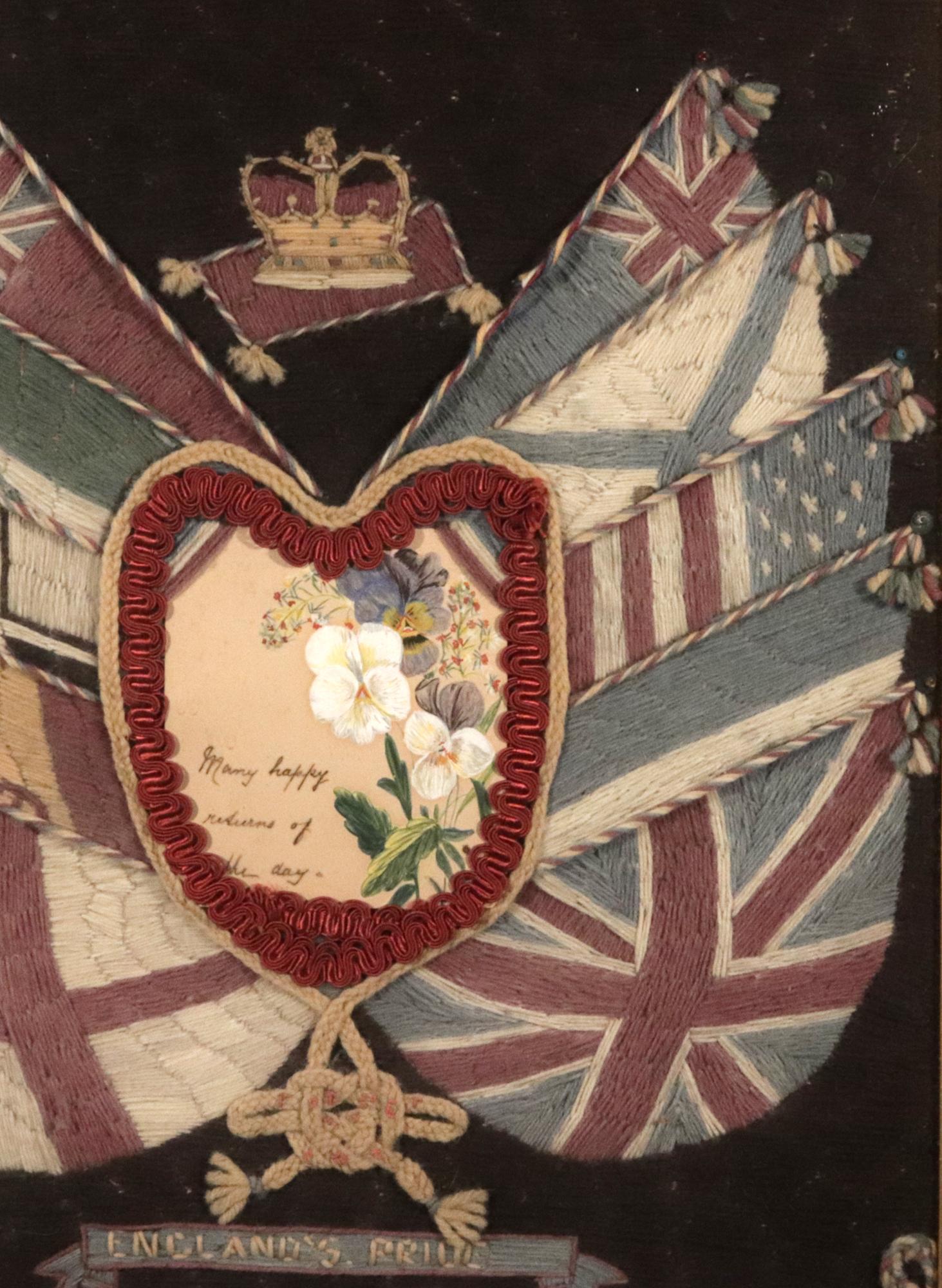 Sailor's Woolwork (Woolie) with Heart Valentine and Flag Surround For Sale 2