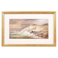Sails off a rocky coast by Francis Augustus Silva, 1870-80