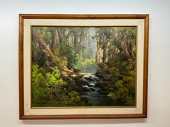 Beautiful, tropical, Wooded Forest Landscape with River Stream by Indonesian art