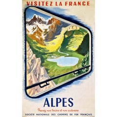 1952 original poster Visit the Alps - French National Railway Company