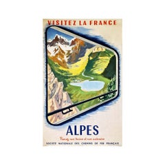 Vintage 1952 original poster Visit the Alps - French National Railway Company