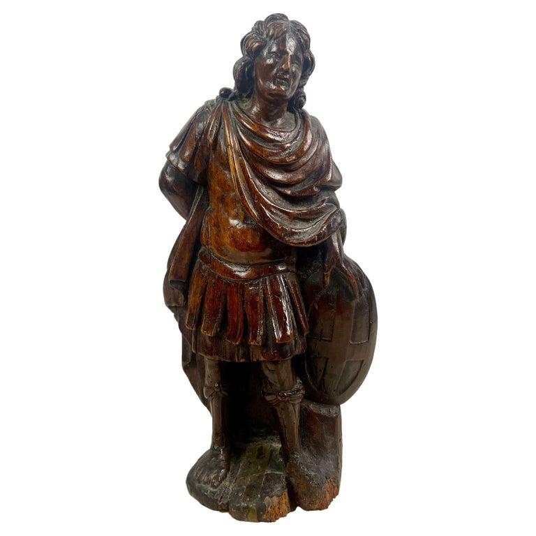 Sant'Adrian - Scultura in legno intagliato di scuola francese del XVII secolo in vendita 6