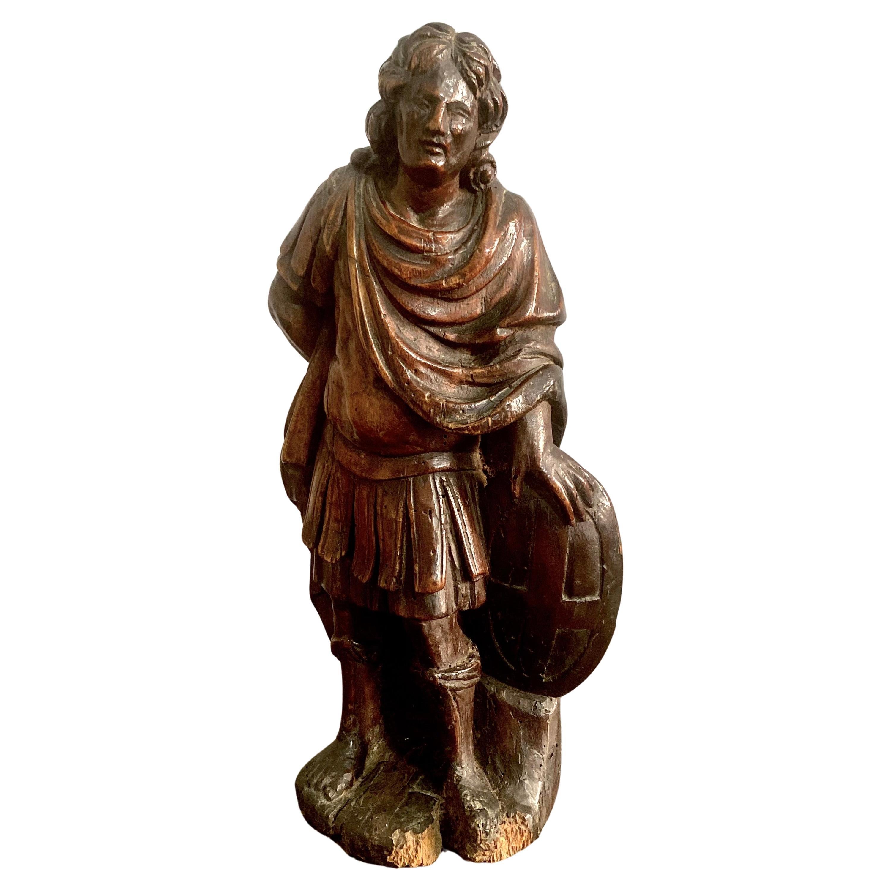 Sant'Adrian - Scultura in legno intagliato di scuola francese del XVII secolo in vendita