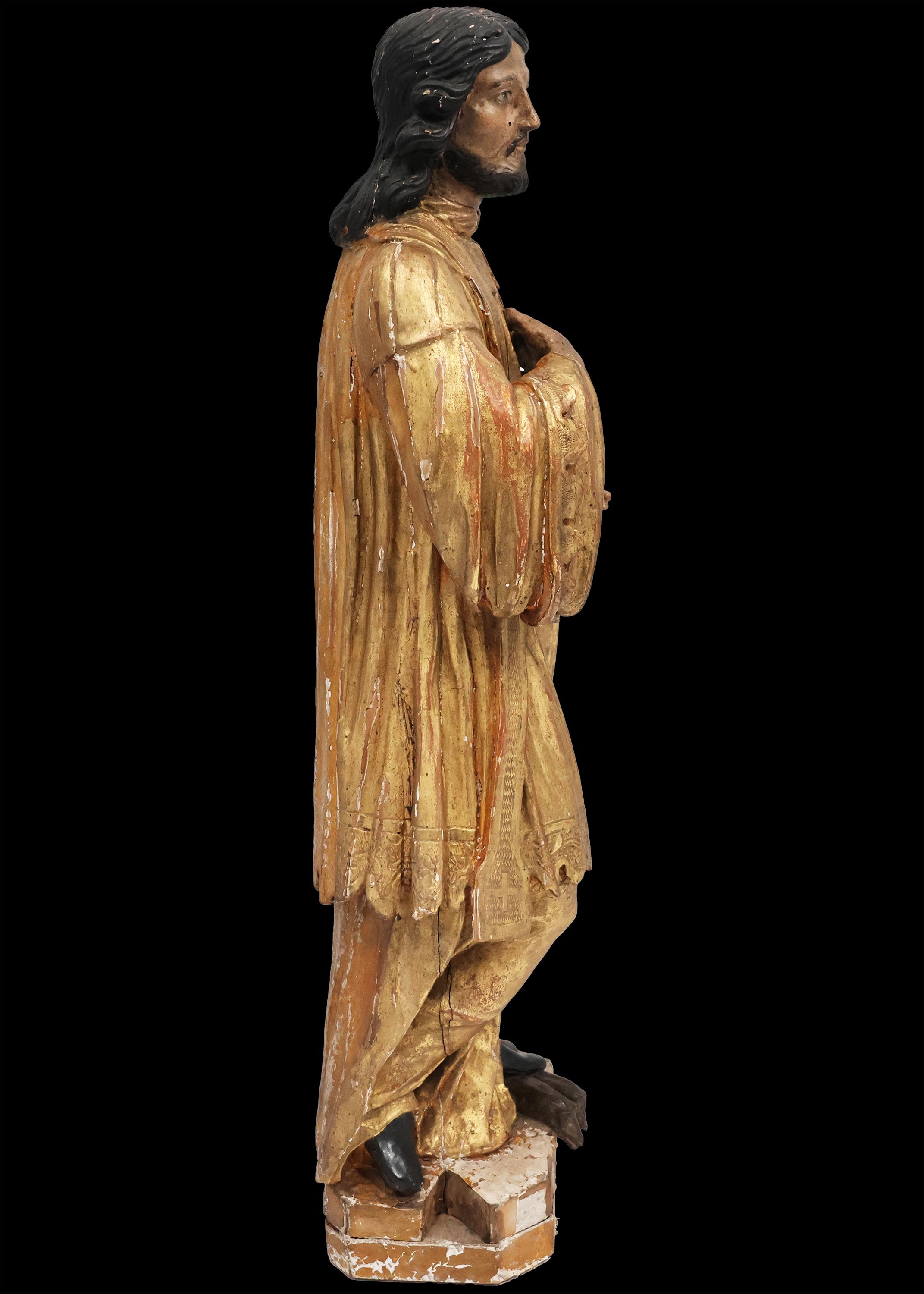 Saint Amable, polychromes Pappelholz, Frankreich, 18 (Louis XV.) im Angebot