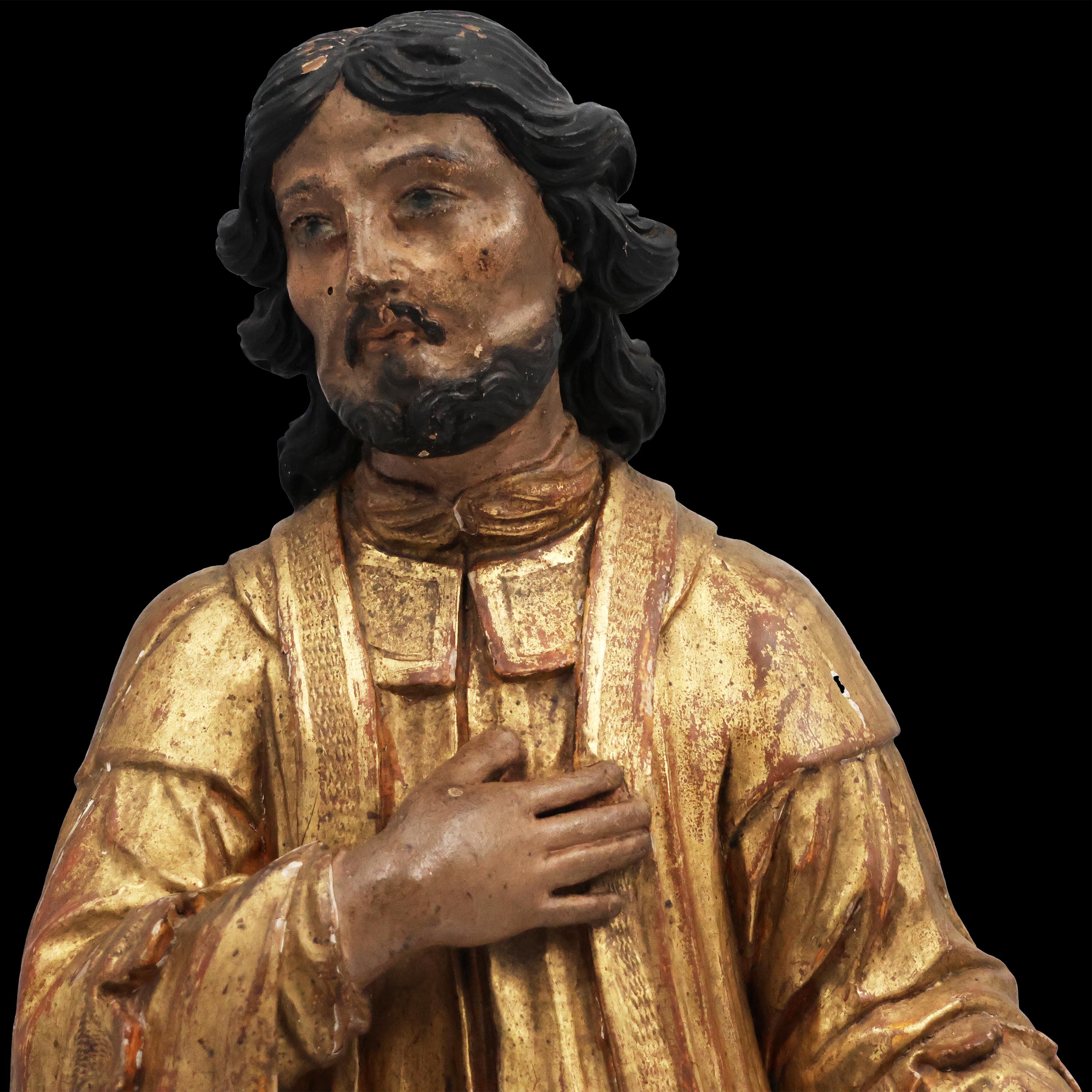 Saint Amable, polychromes Pappelholz, Frankreich, 18 im Zustand „Gut“ im Angebot in Brescia, IT