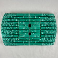 Saint Amand et Hamage Green French Faïence Asparagus Drainer Server, 1930s