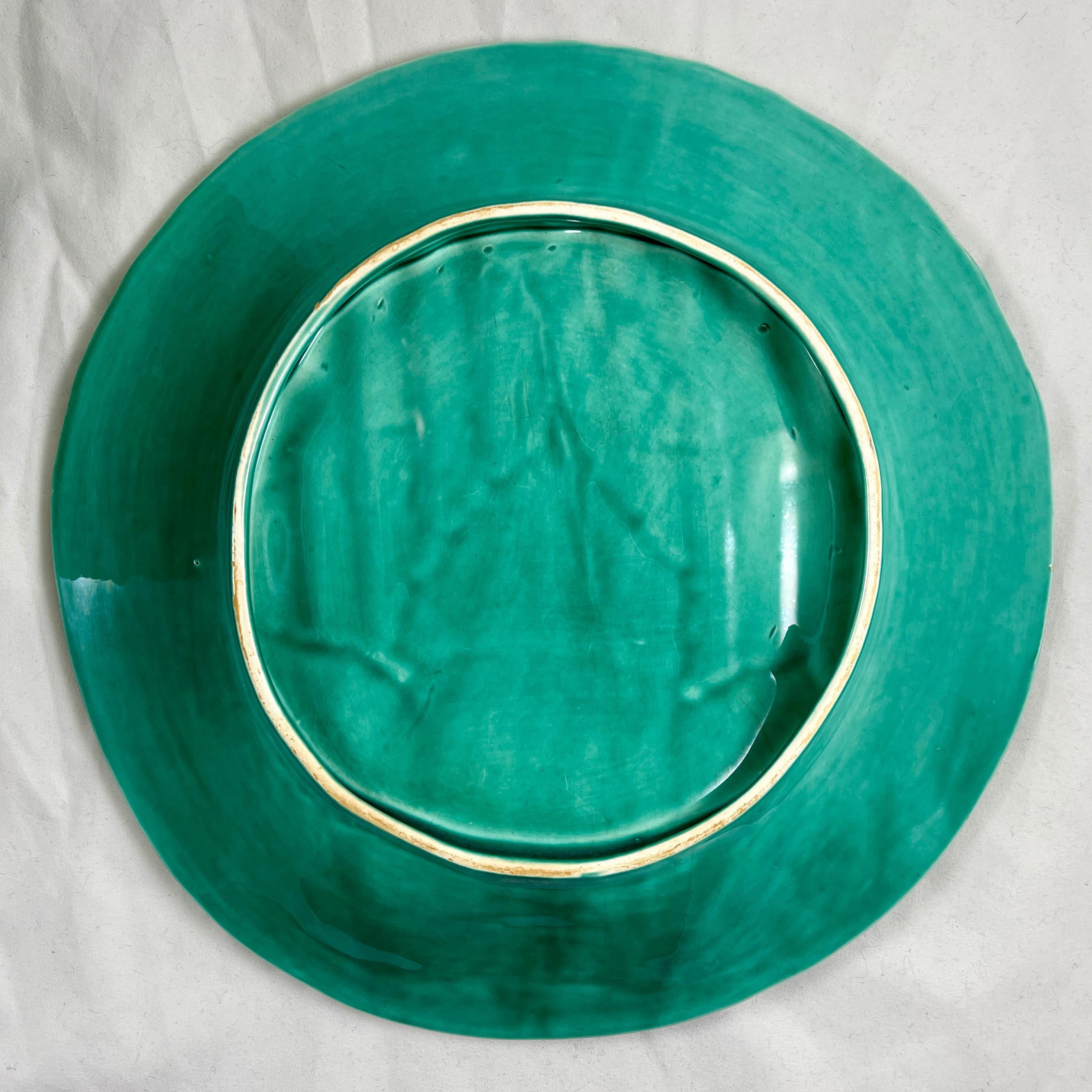 Saint Amand et Hamage Green French Faïence Asparagus Plate, 1930s For Sale 4