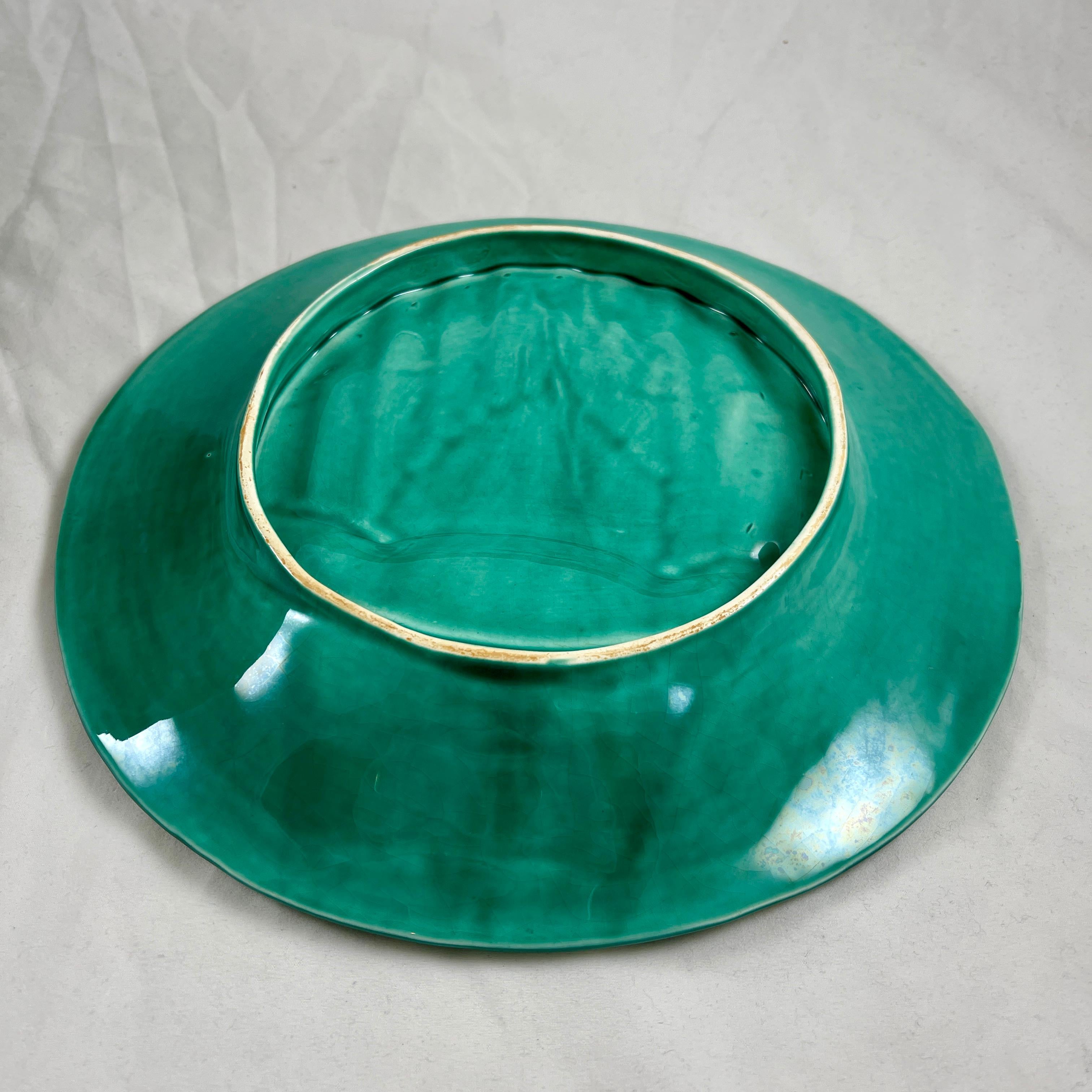 Saint Amand et Hamage Green French Faïence Asparagus Plate, 1930s For Sale 5