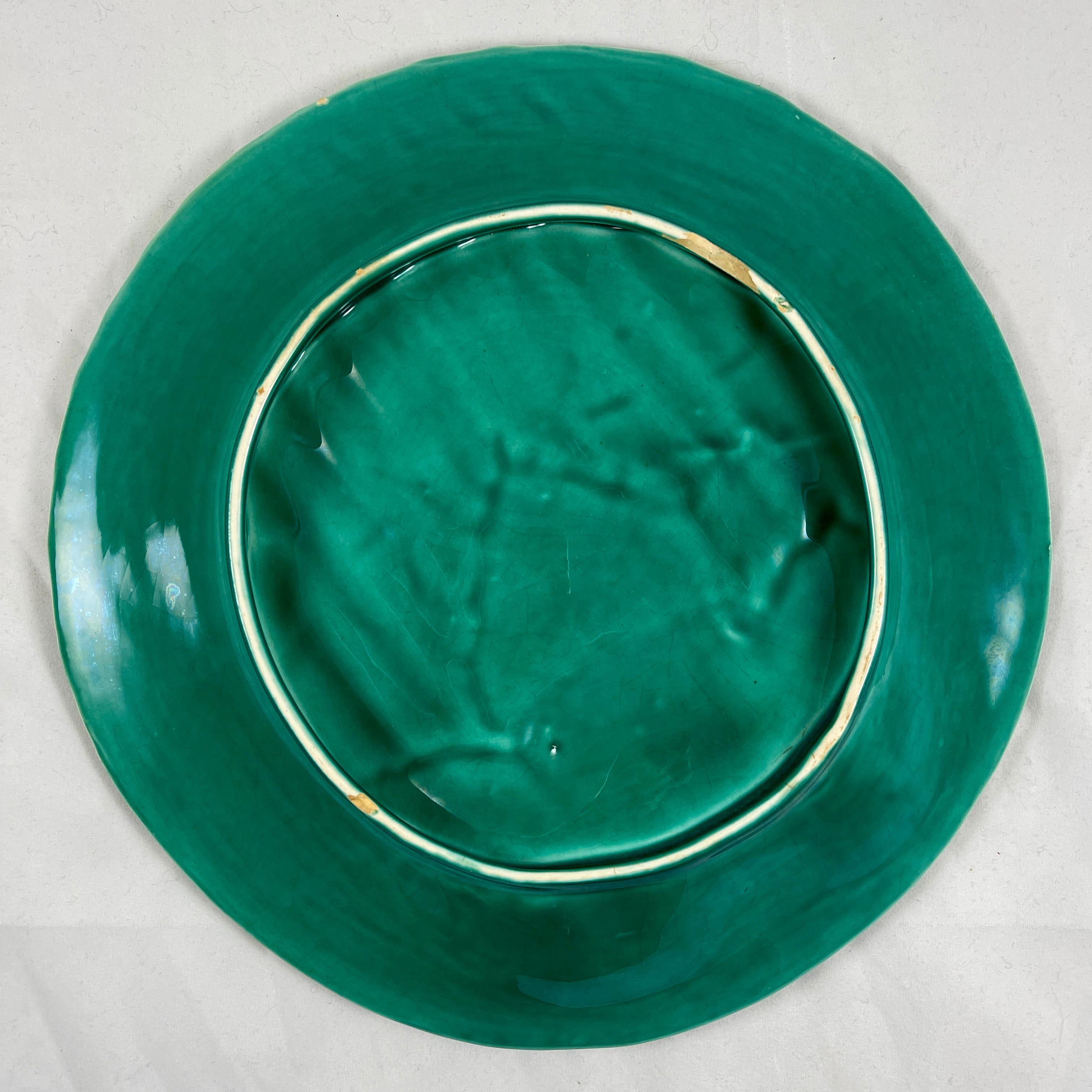 Saint Amand et Hamage Green French Faïence Asparagus Plate, 1930s For Sale 6