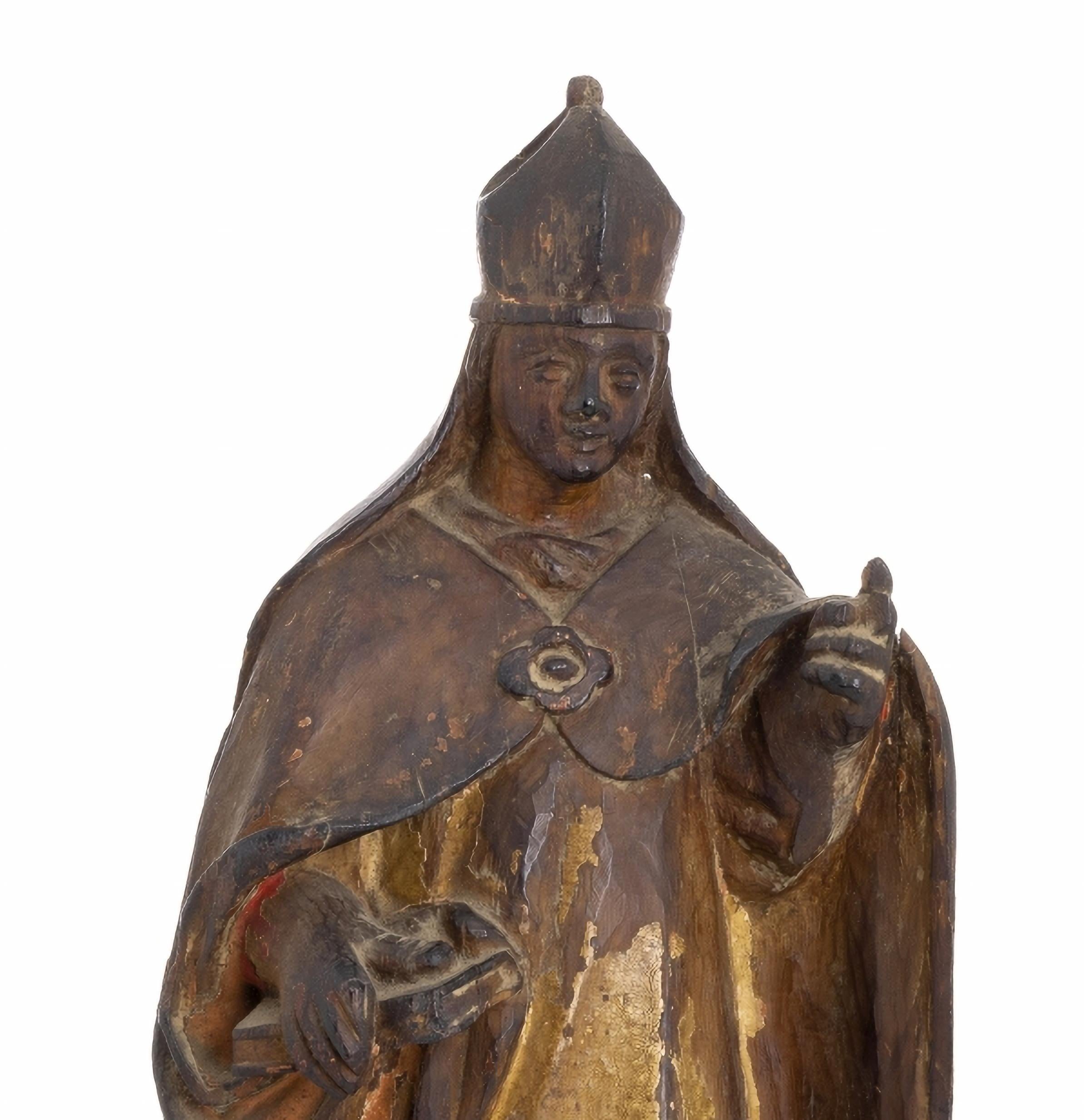 Fait main Sculpture italienne de Saint Ambrosius du XVIIe siècle en vente