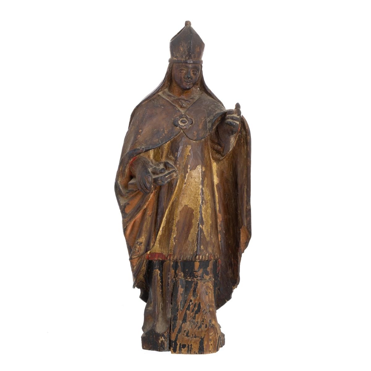 Sculpture italienne de Saint Ambrosius du XVIIe siècle Bon état - En vente à Madrid, ES