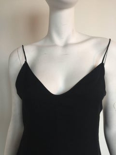 Sant' Angelo chiffon feathered bottom black silk crepe gown