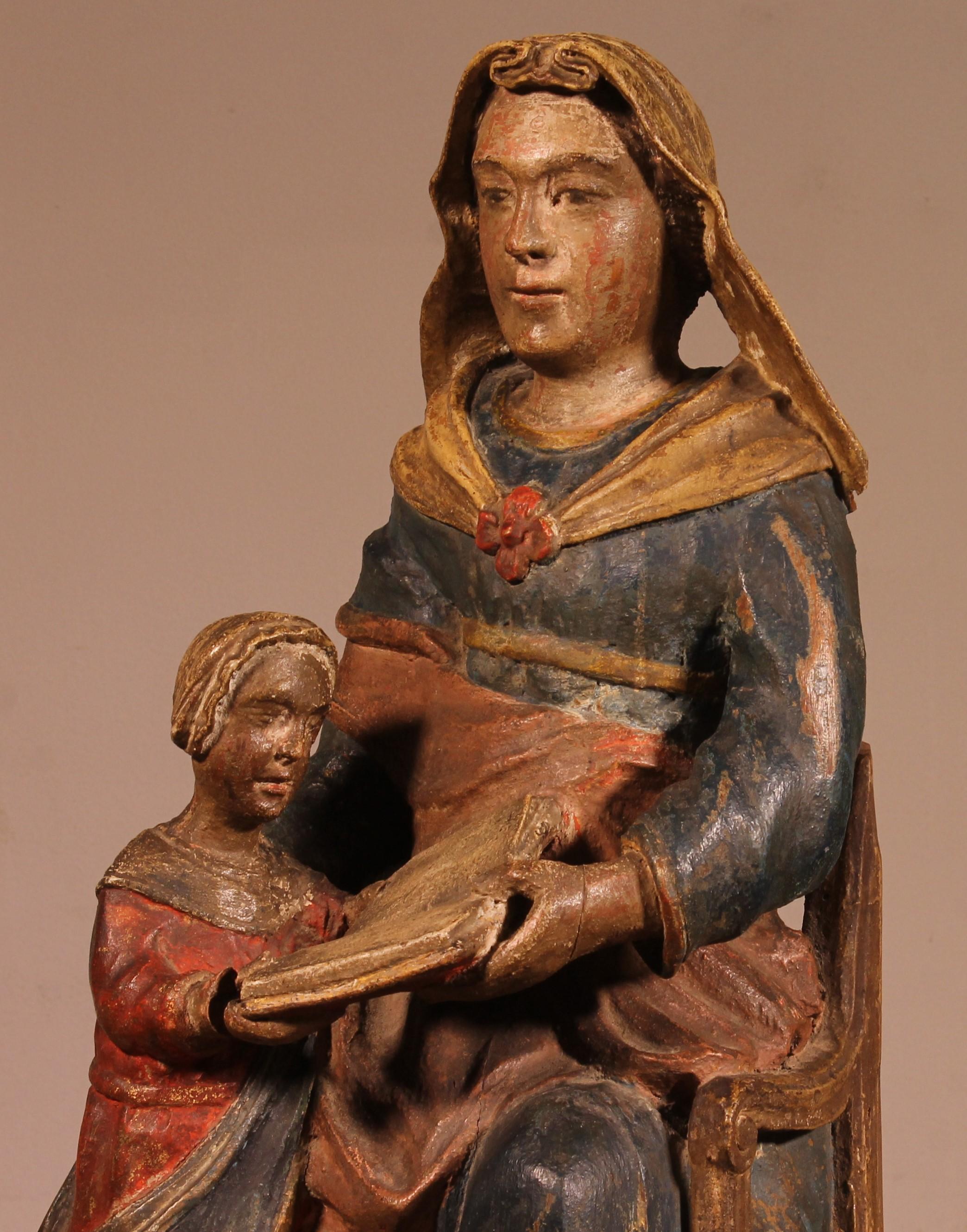 Saint Anne And The Virgin Mary In Polychrome Wood - 18th Century For ...
