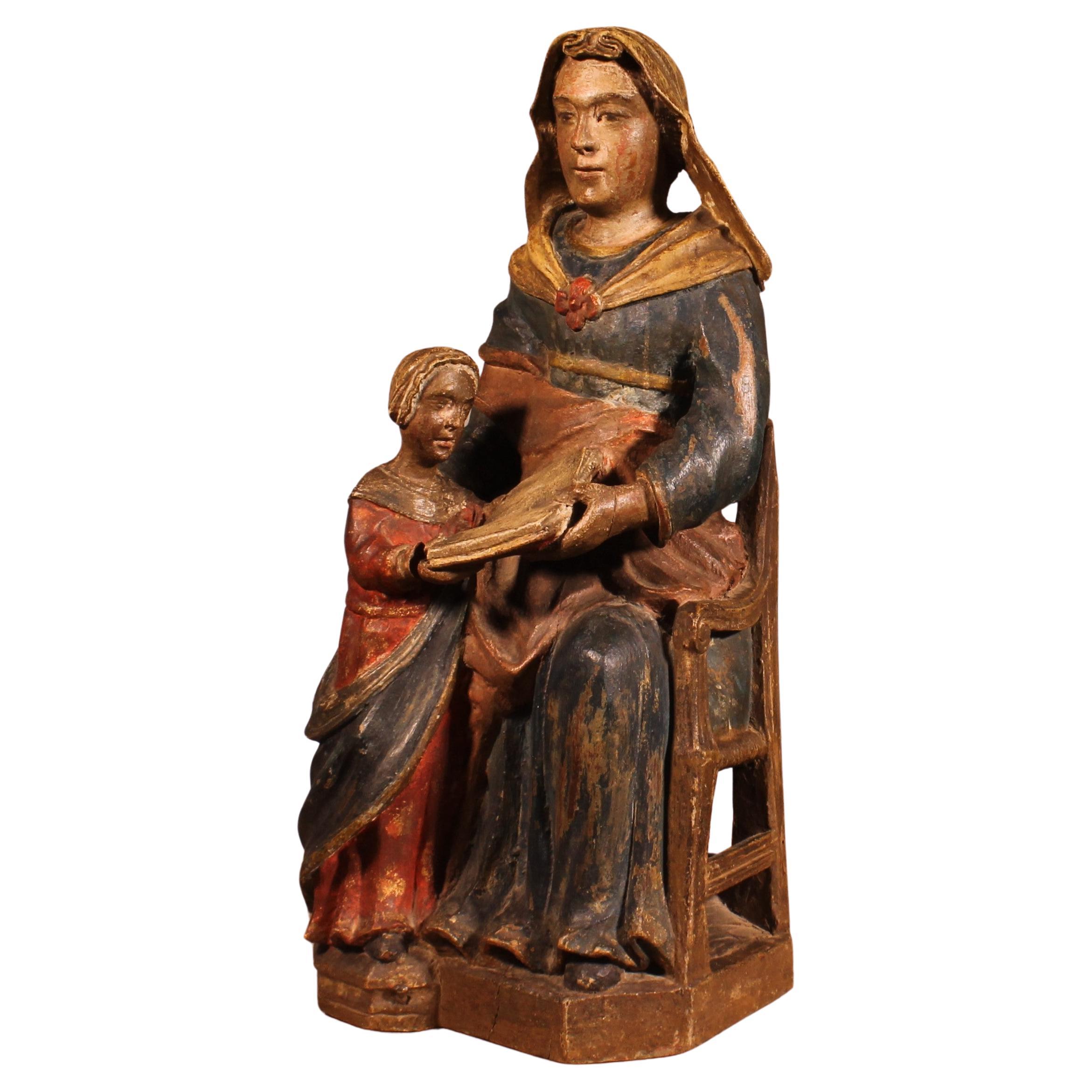 Saint Anne And The Virgin Mary In Polychrome Wood - 18th Century For ...