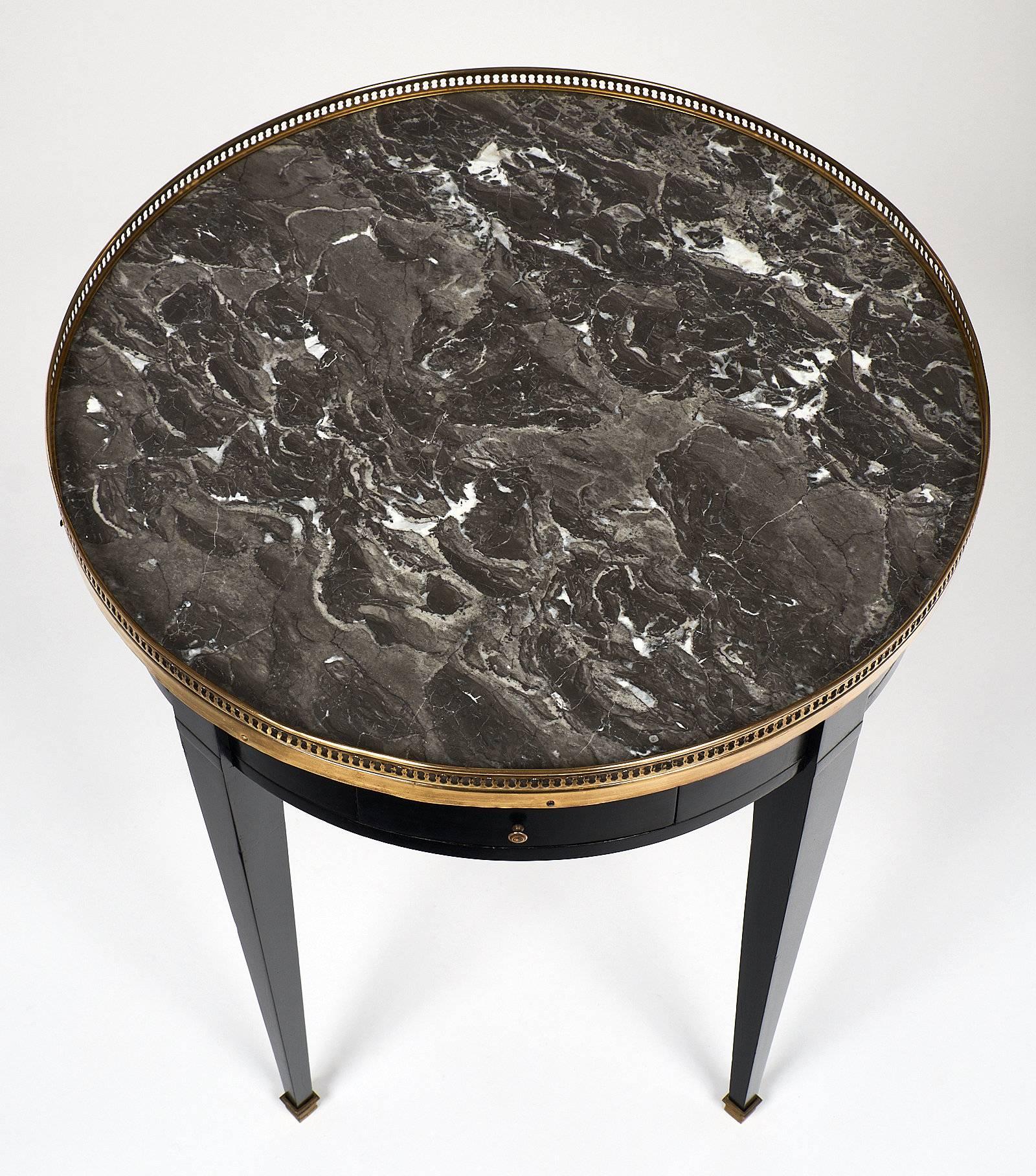 Brass “Saint Anne” Marble Topped Directoire Bouillotte Table