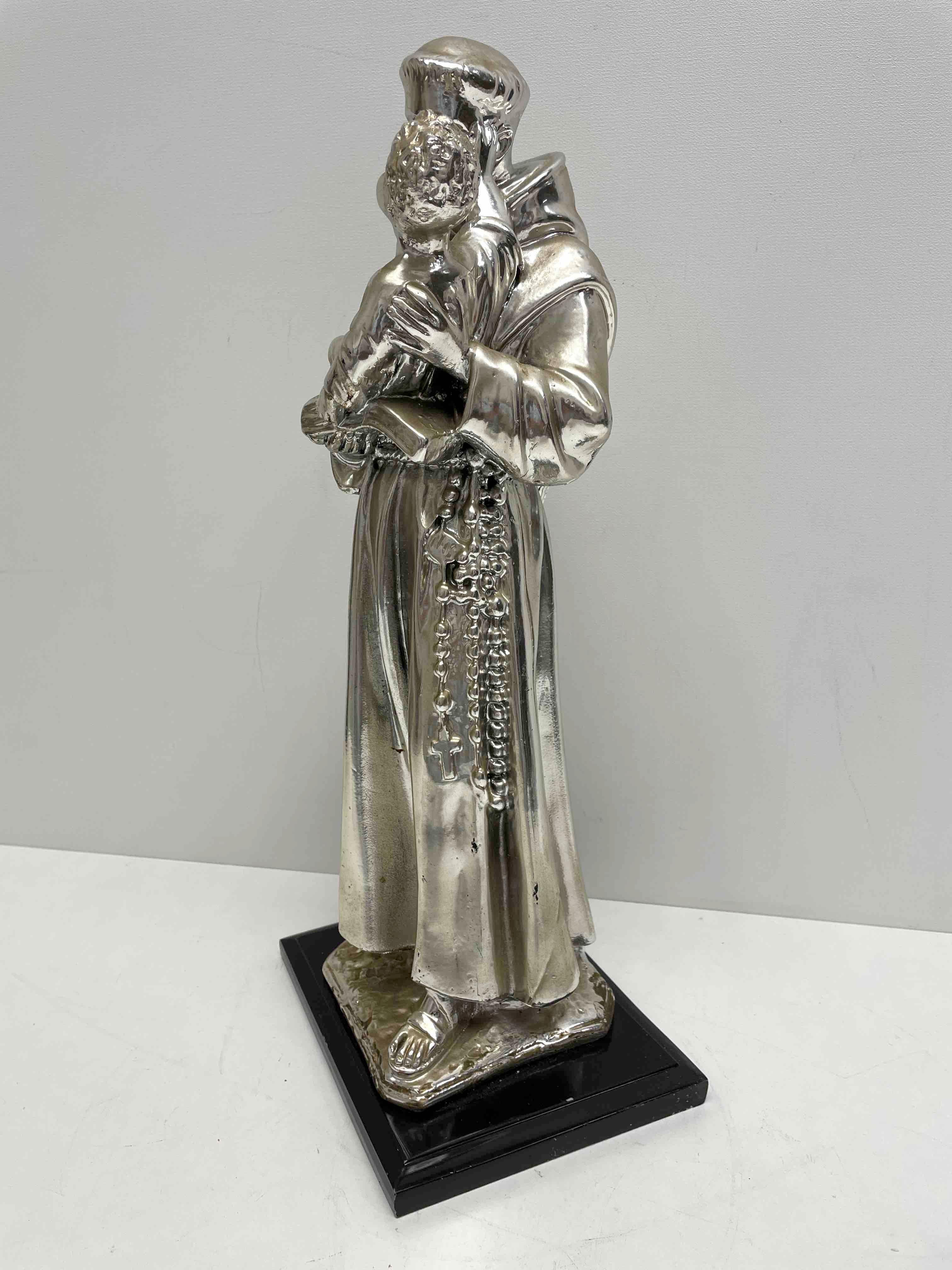 Folk Art Saint Anthony of Padua Statue Sculpture Holding Jesus Child, Italy, 1910s