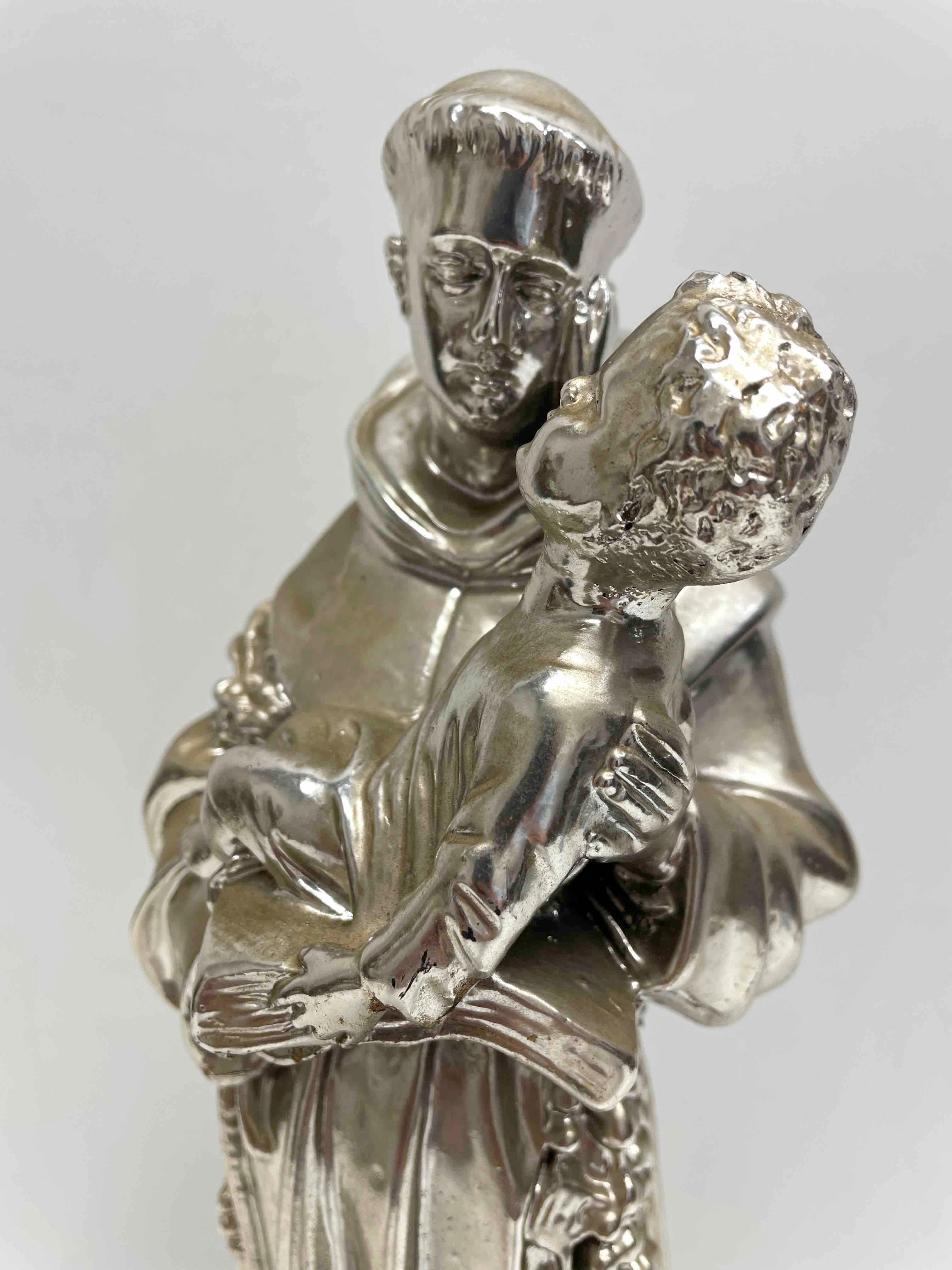 Wood Saint Anthony of Padua Statue Sculpture Holding Jesus Child, Italy, 1910s