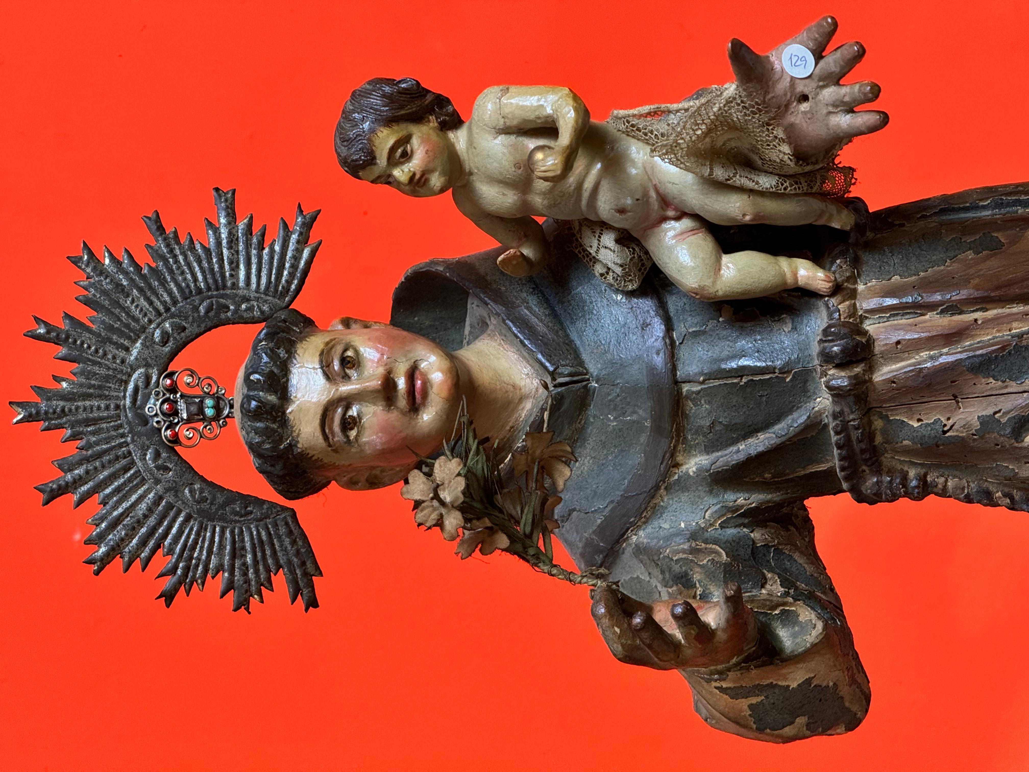 Sant'Antonio da Padova con il Bambino, Scuola ispano-coloniale, XVII secolo in vendita 3