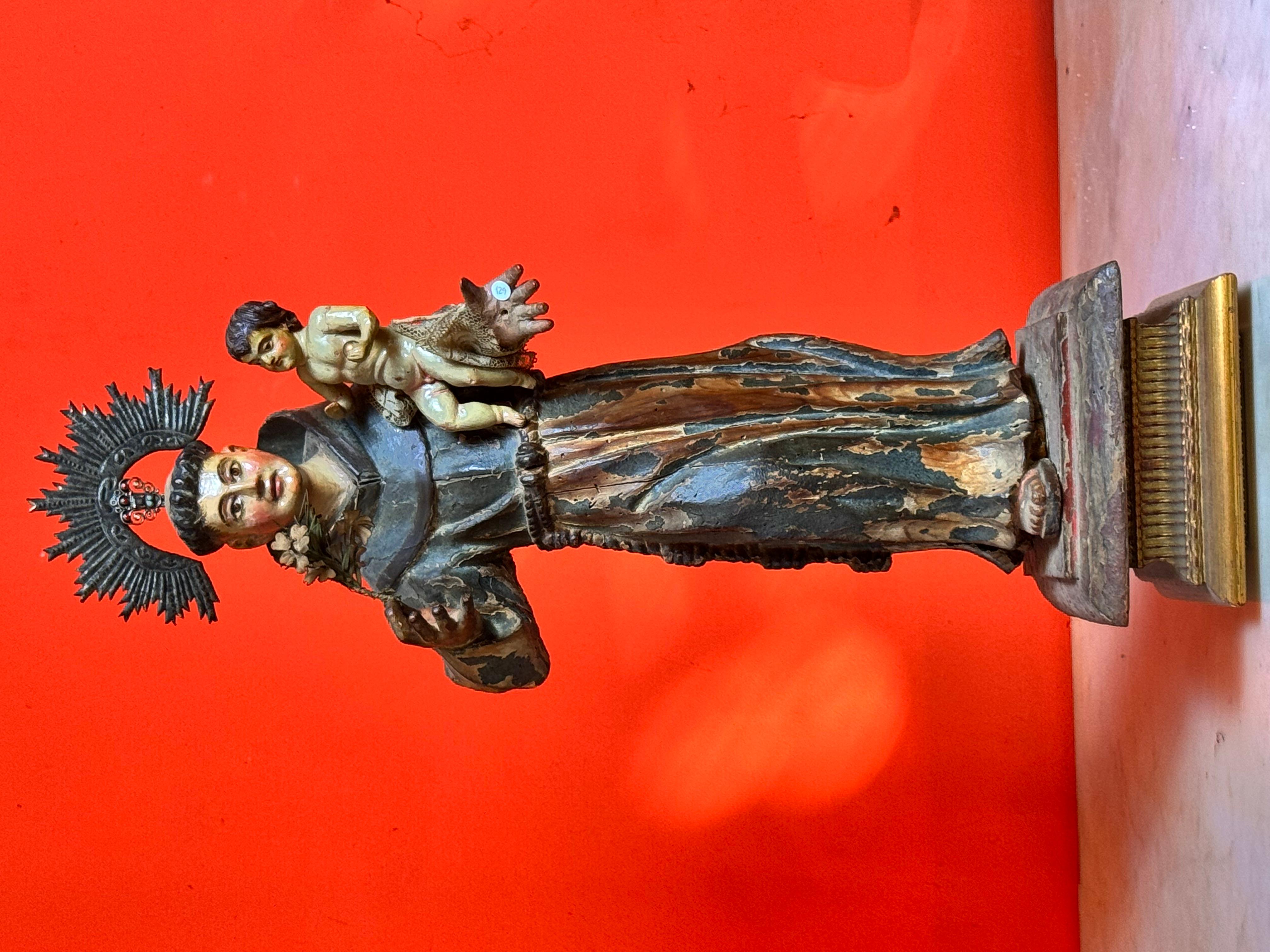Barocco Sant'Antonio da Padova con il Bambino, Scuola ispano-coloniale, XVII secolo in vendita